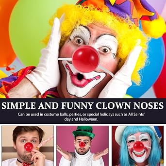NUOBESTY 5 Pcs Light Up Clown Nose, Blinking Red Reindeer Nose with String | Plastic LED accessories with elastic straps. Party costume props for kids & adults, Christmas, Halloween & circus cosplay.