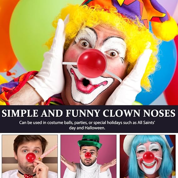 NUOBESTY 5 Pcs Light Up Clown Nose, Blinking Red Reindeer Nose with String | Plastic LED accessories with elastic straps. Party costume props for kids & adults, Christmas, Halloween & circus cosplay.