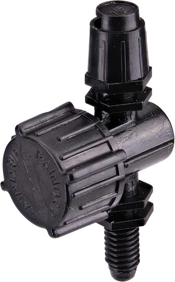 Raindrip R191CT, Adjustable Flow Micro Sprinkler, Quarter-Circle Pattern, Fan Spray, with 10-32 Threaded Inlet, Drip Irrigation Emitters for Drip Irrigation Gardening Systems, 5-Pack, Black