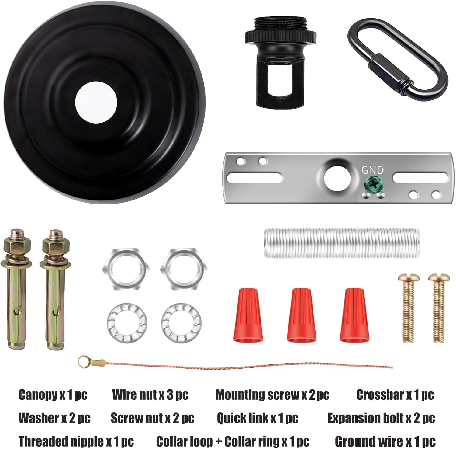 6 Inch Light Canopy Kit with Heavy Duty, Replacement Cover Plate with Mounting Hardware for Chandelier, Pendant Light, Swag Light, Flower Basket or DIY Projects (Black)