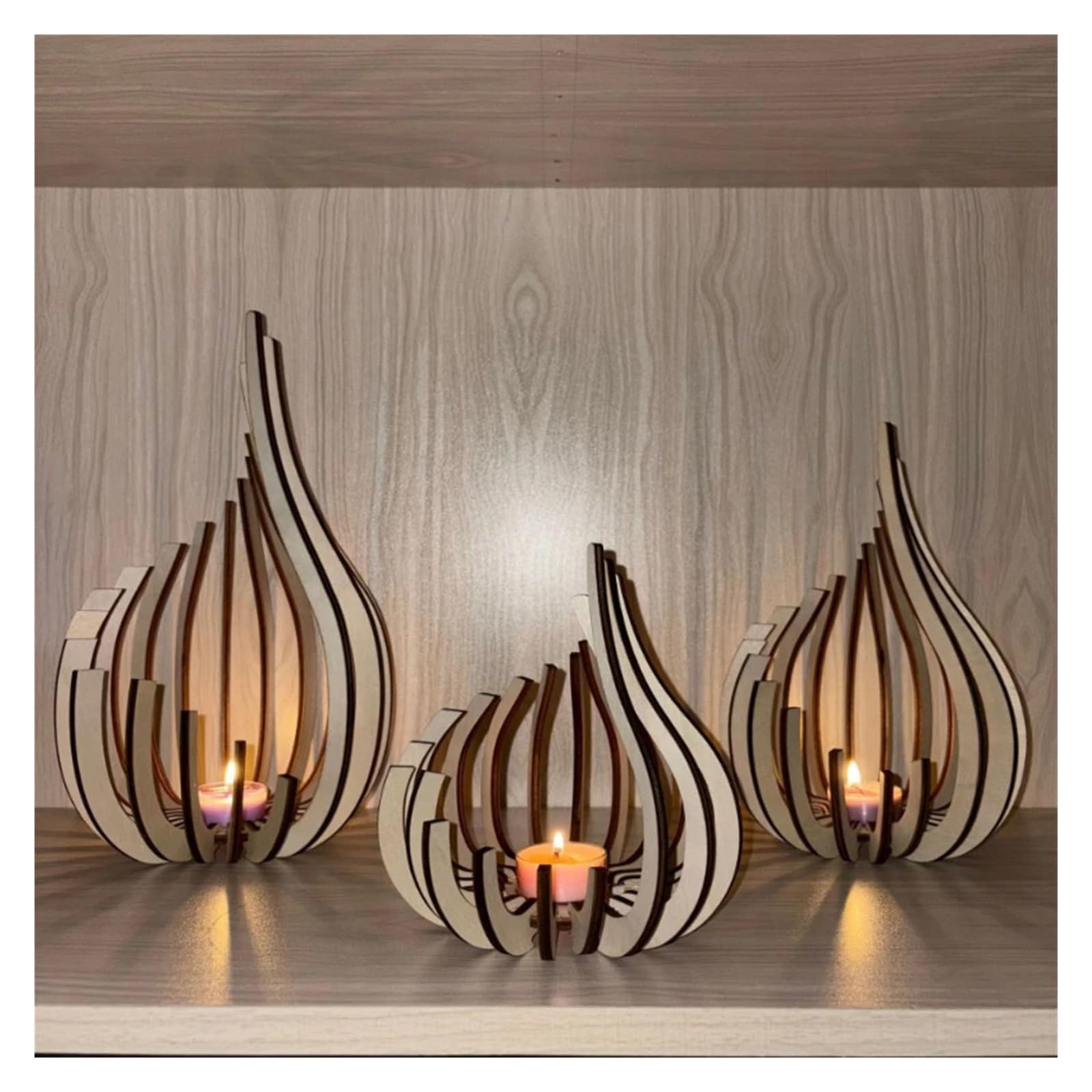 Portavelas de Madera Portavelas Hecho a Mano con Obras de Arte Madera. Decoración navideña/de Escritorio, decoración romántica for Cena a la luz Las Velas