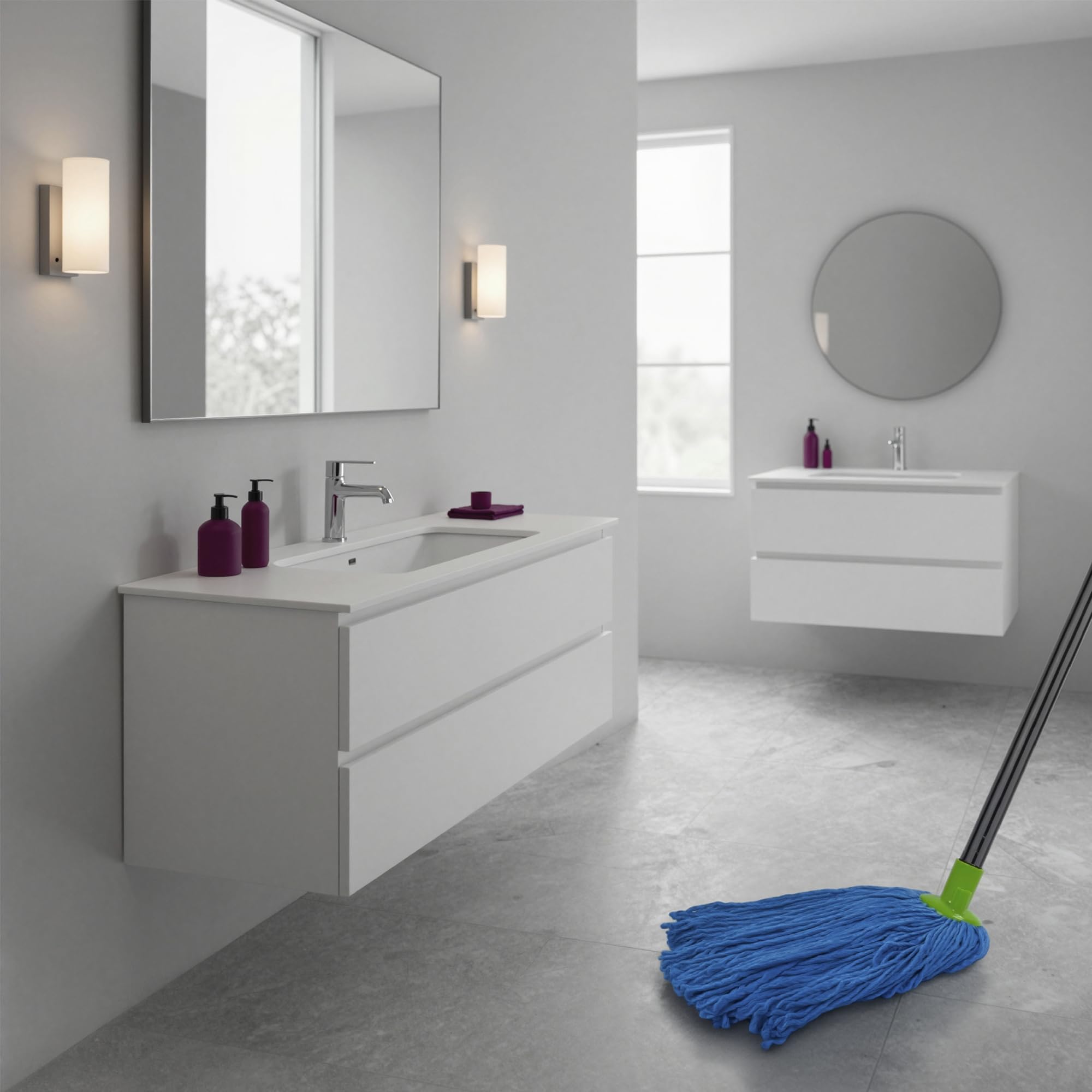 KERKOM Duplo Fregona Microfibra Pop-UP | Tecnología de Filamentos Expansivos | Alta Absorción y Escurrido Fácil | Limpieza sin Huellas | Rosca Universal - 3