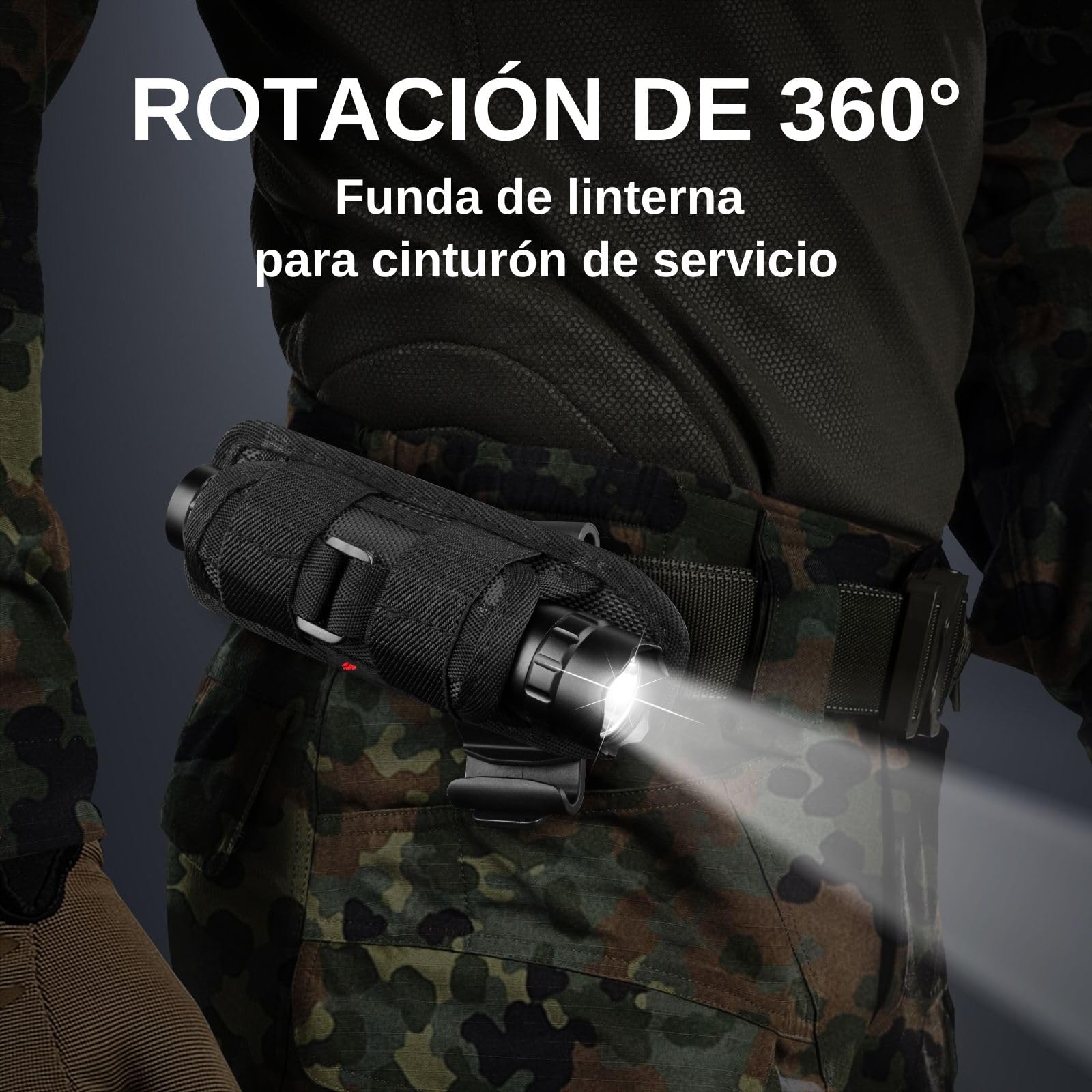 Ultrafire linterna táctica recargable con estuche, 1000 lúmenes lámpara de policía con estuche cinturón, 3 modos linterna LED para la seguridad, las fuerzas de la orden, patrulla, camping, WF-501BX