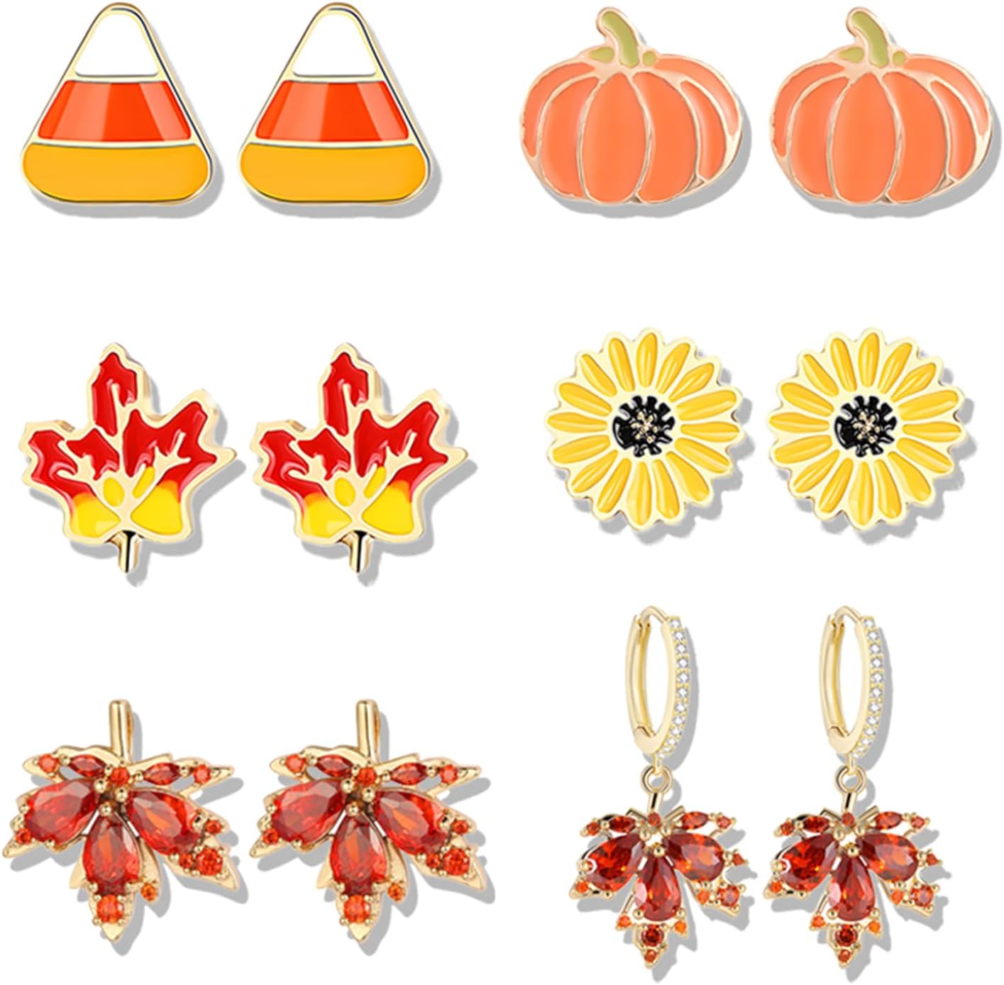 12 Pcs Fall Thanksgivings Earrings Set for Women Autumn Harvest Pumpkin Corn Dangle Earrings Cute Red Maple Leaf Turkey Earrings Fall Theme Jewelry Gifts
