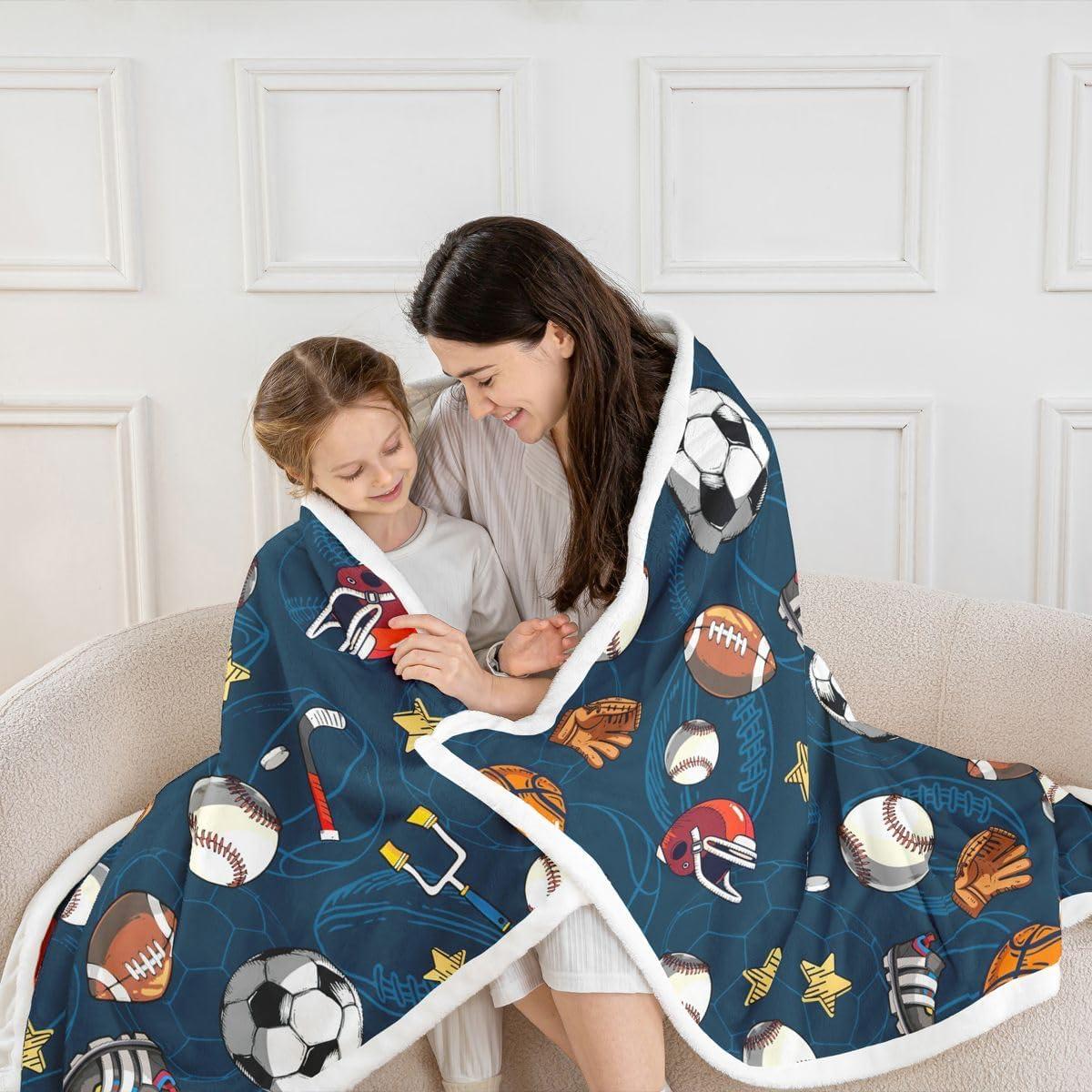 Feelyou Balls Soccer Fleece Throw Blanket Sports Theme Decor Plush Blanket for Kids Boys Girls Twin 60x80 Inches