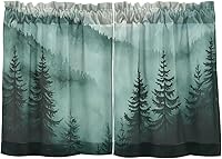 Vista 60 de Cortina de café de media ventana, cortinas de nivel para baño, cocina, dormitorio, sala de estar, juego de 2 paneles de flores