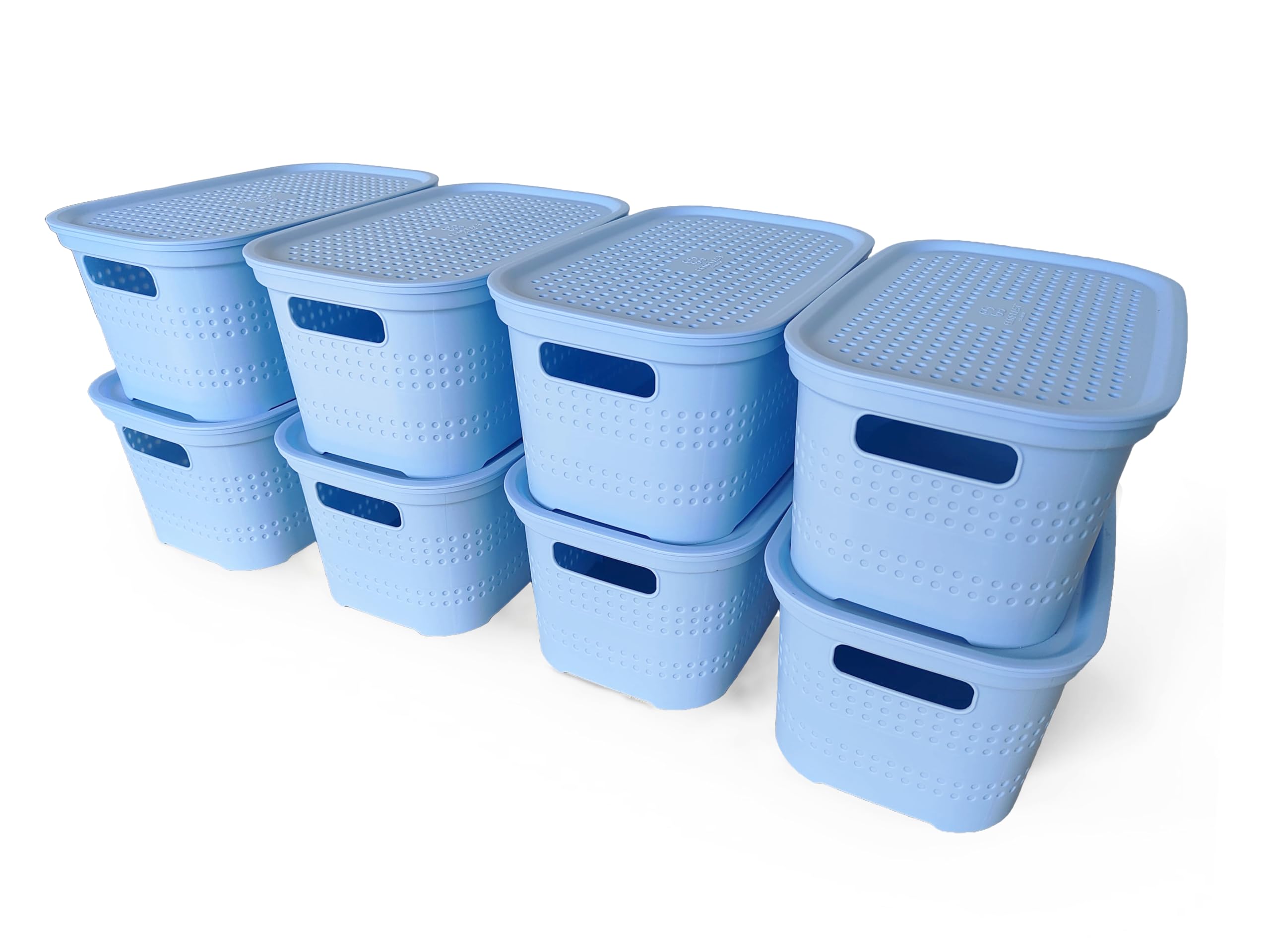 Boîte de rangement pour armoires et bureaux : lot de 8 boîtes compactes Ecoplast