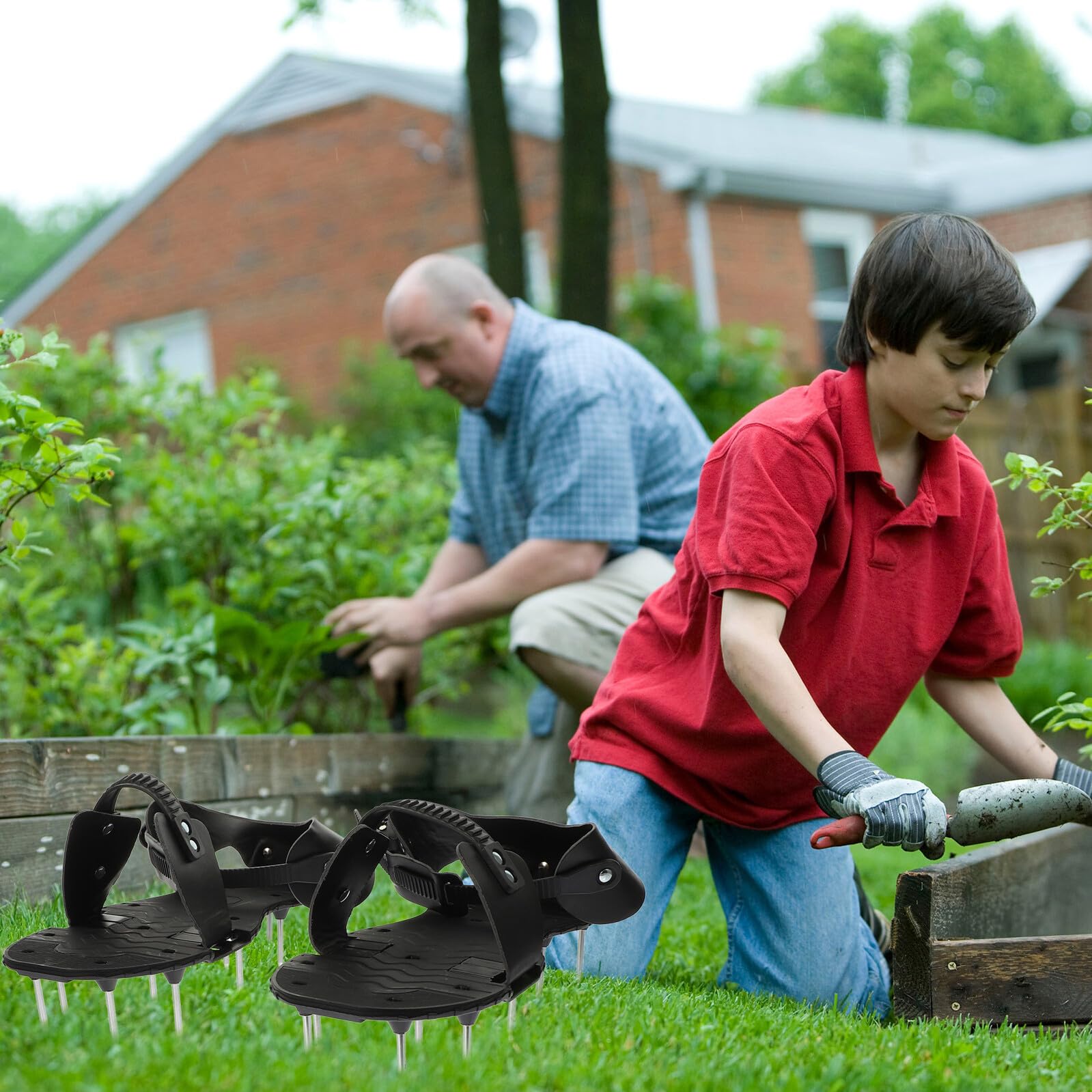 Zapatos Aireadores para Césped Púas de PU y Correas Ajustables, Sandalias Aireadoras para Jardín Que Mejoran la Salud del Césped en Patios y Jardines