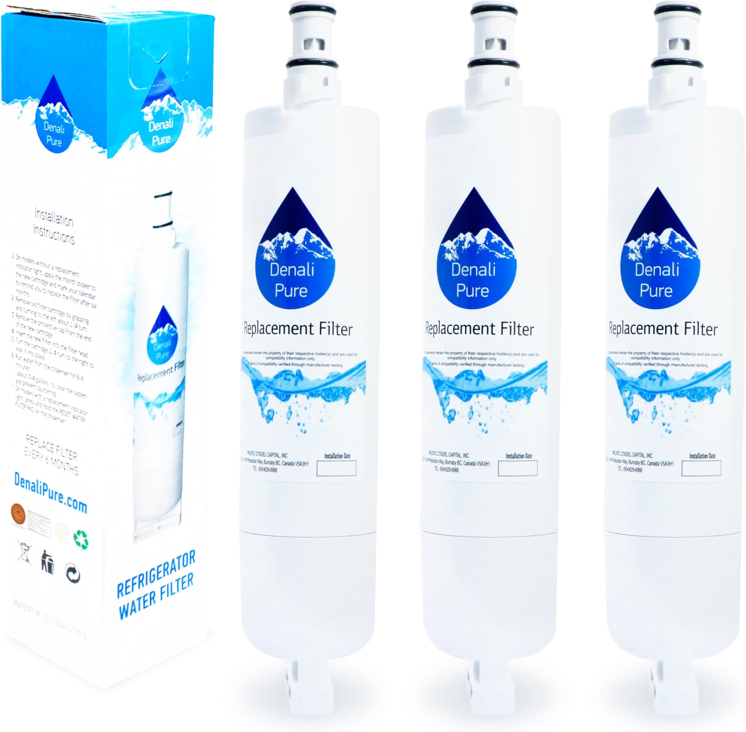 3-Pack Replacement for Whirlpool 4396509 Refrigerator Water Filter - Compatible with Whirlpool 4396509 Fridge Water Filter Cartridge