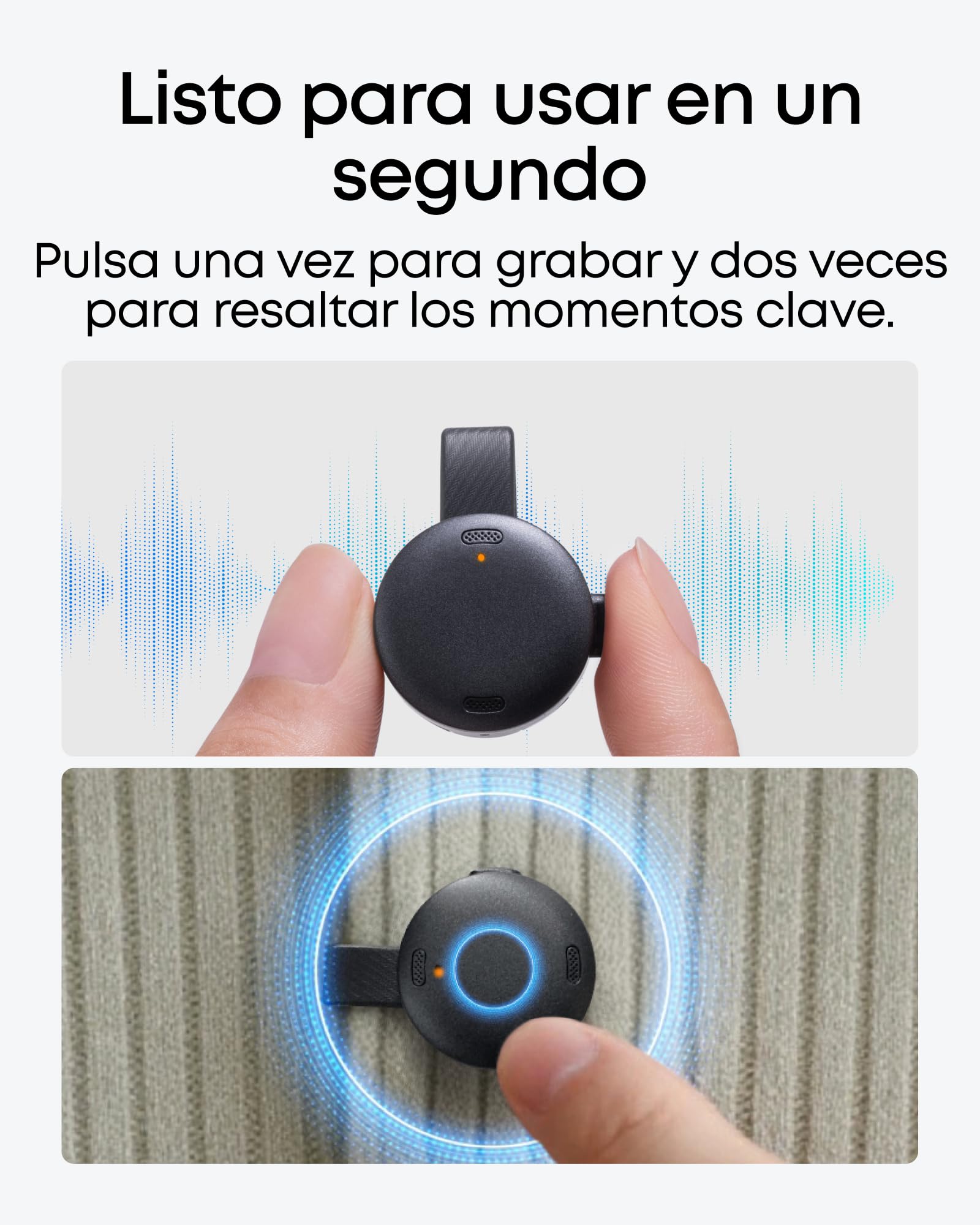 Soundcore Work AI Grabadora de Voz con Transcripción, 64 GB | Dispositivo para Tomar Notas, Resumen en App, 300 min/mes, Certificación MFi y más de 150 Idiomas