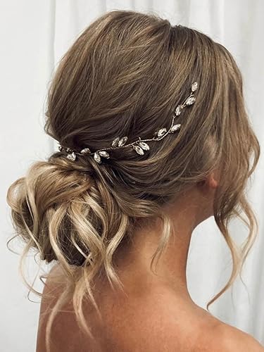 Miniatura 5 de JAKAWIN Bride Wedding Hair Piece Rhinestone Bridal Prom Hair Vine Accesorios para mujeres HV190 (1 plata)
