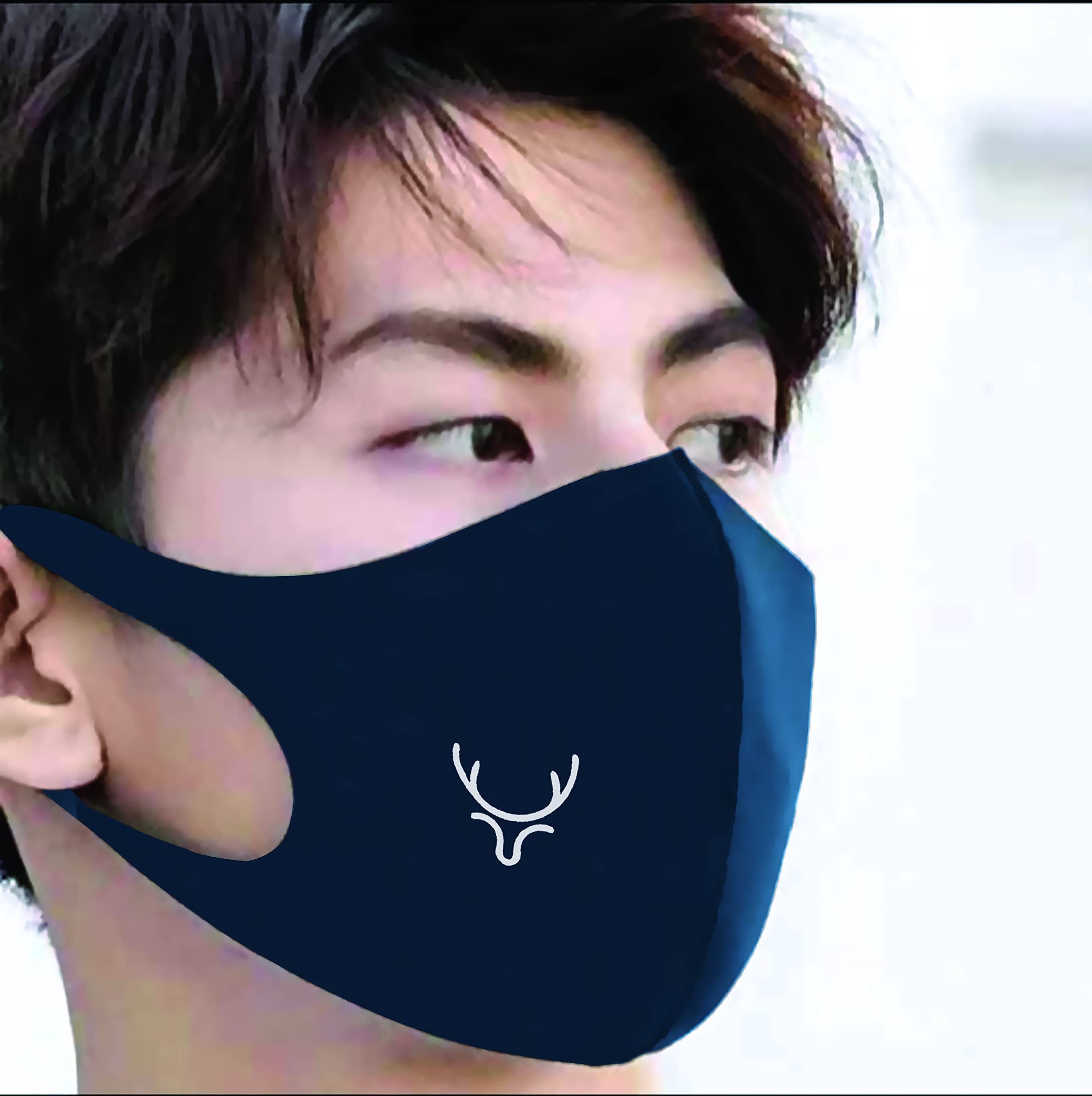 Navy Blue Hiran Print Scuba Cotton Face Mask for Men Women, Breathable Washable & Reusable Pollution Mask UV Protection Cloth Mask 1 pc-image-32