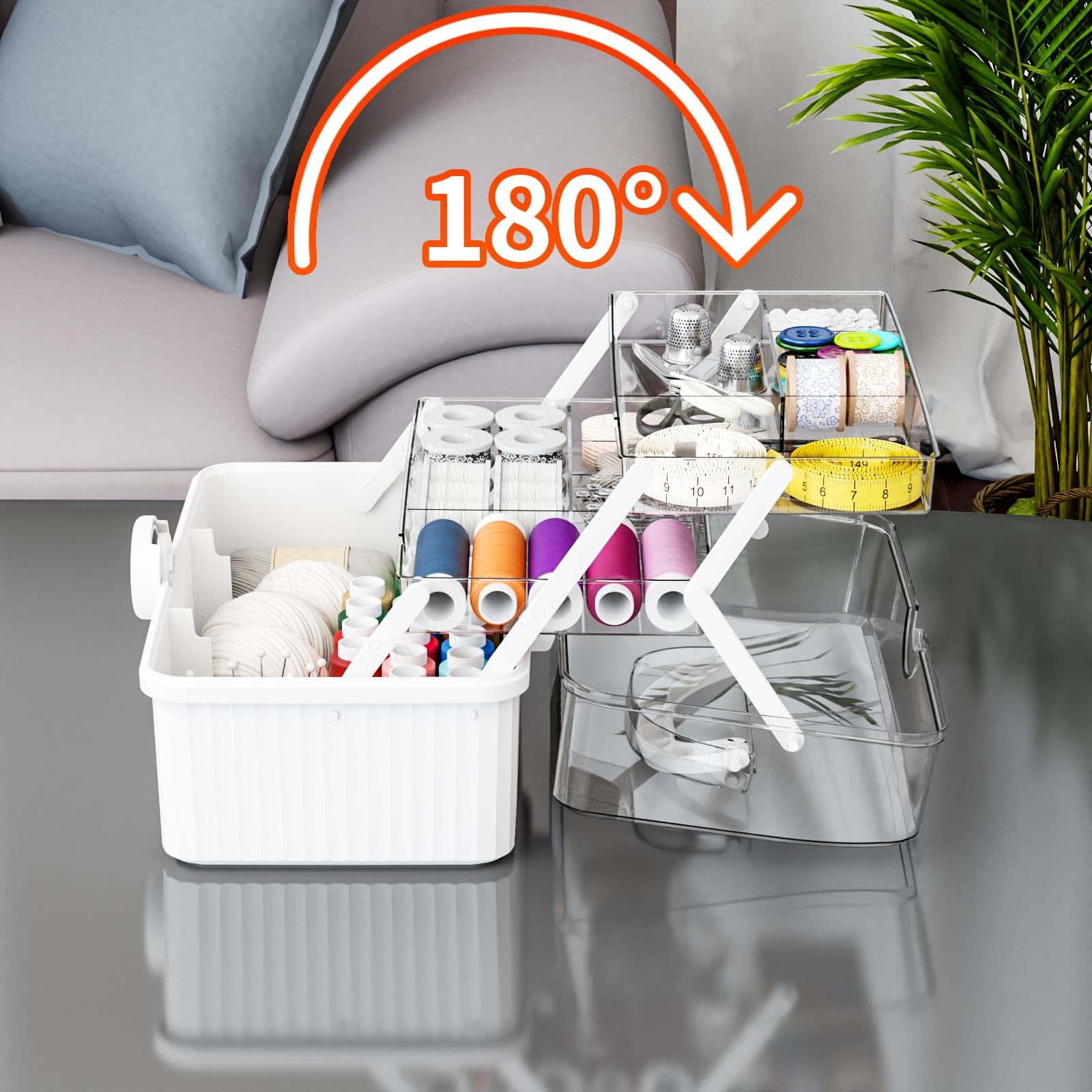 SuoXing Scatola in plastica a 3 strati e scatola per forniture artistiche con maniglia, organizer portatile per farmaci Ivf, scatola di pronto soccorso e medicine, organizer multiuso per capelli per