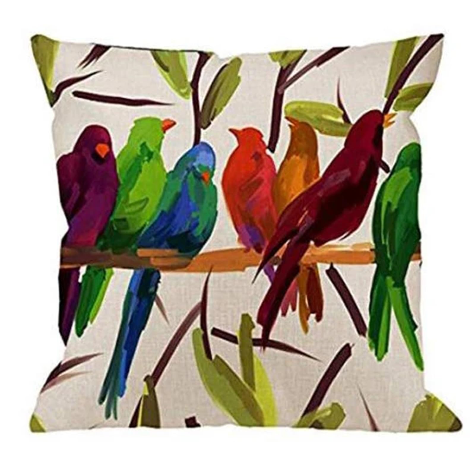 SHBHWS Branch Bird Flower Linen Pillowcase Sofa Cushion Cover Home Decoration 40x40 50x50 60x60 45x45 For Living Room Sofa(Color 3,450mm*450mm)
