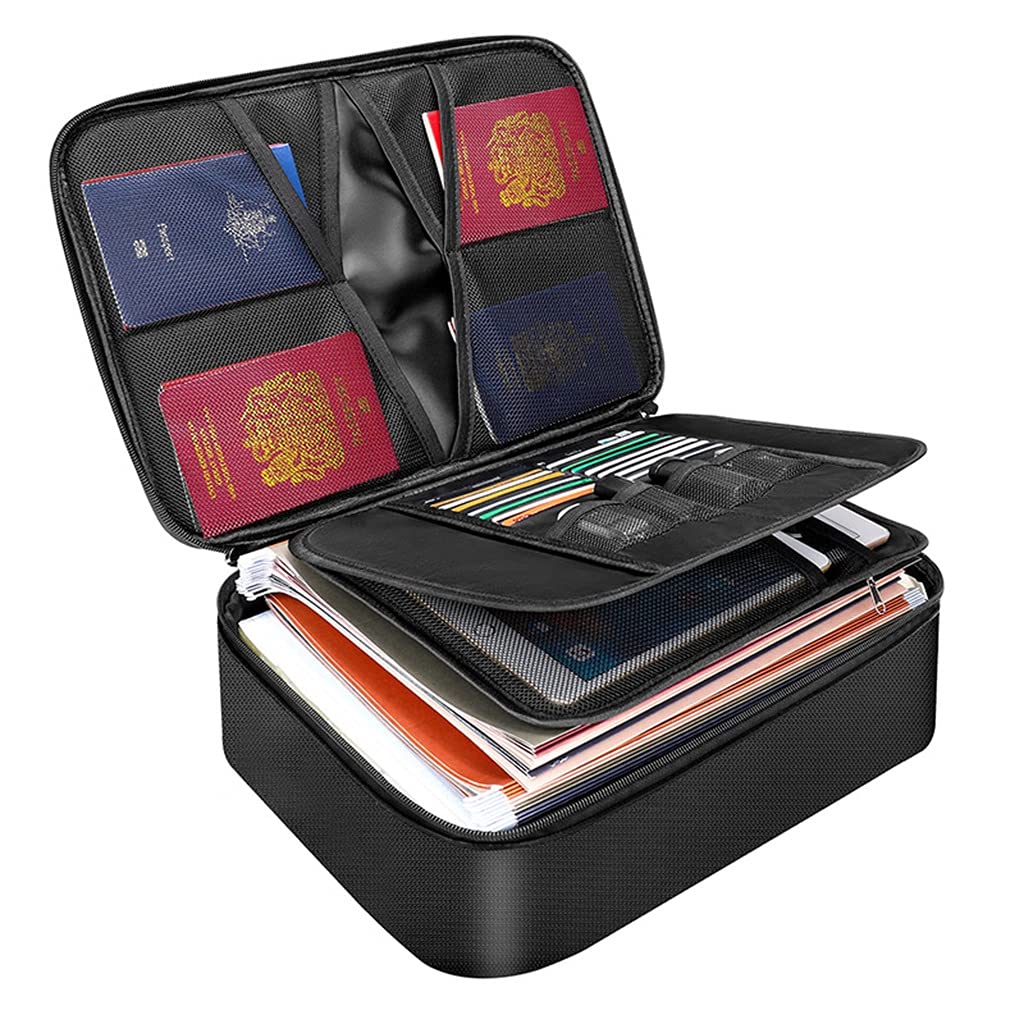 Bolsa de Documentos Duradero, documento Seguro Impermeable Impermeable, Bolsa de Organizador de Archivos, Dinero, Espacio de Almacenamiento Grande de múltiples Capas y Cerradura de contraseña