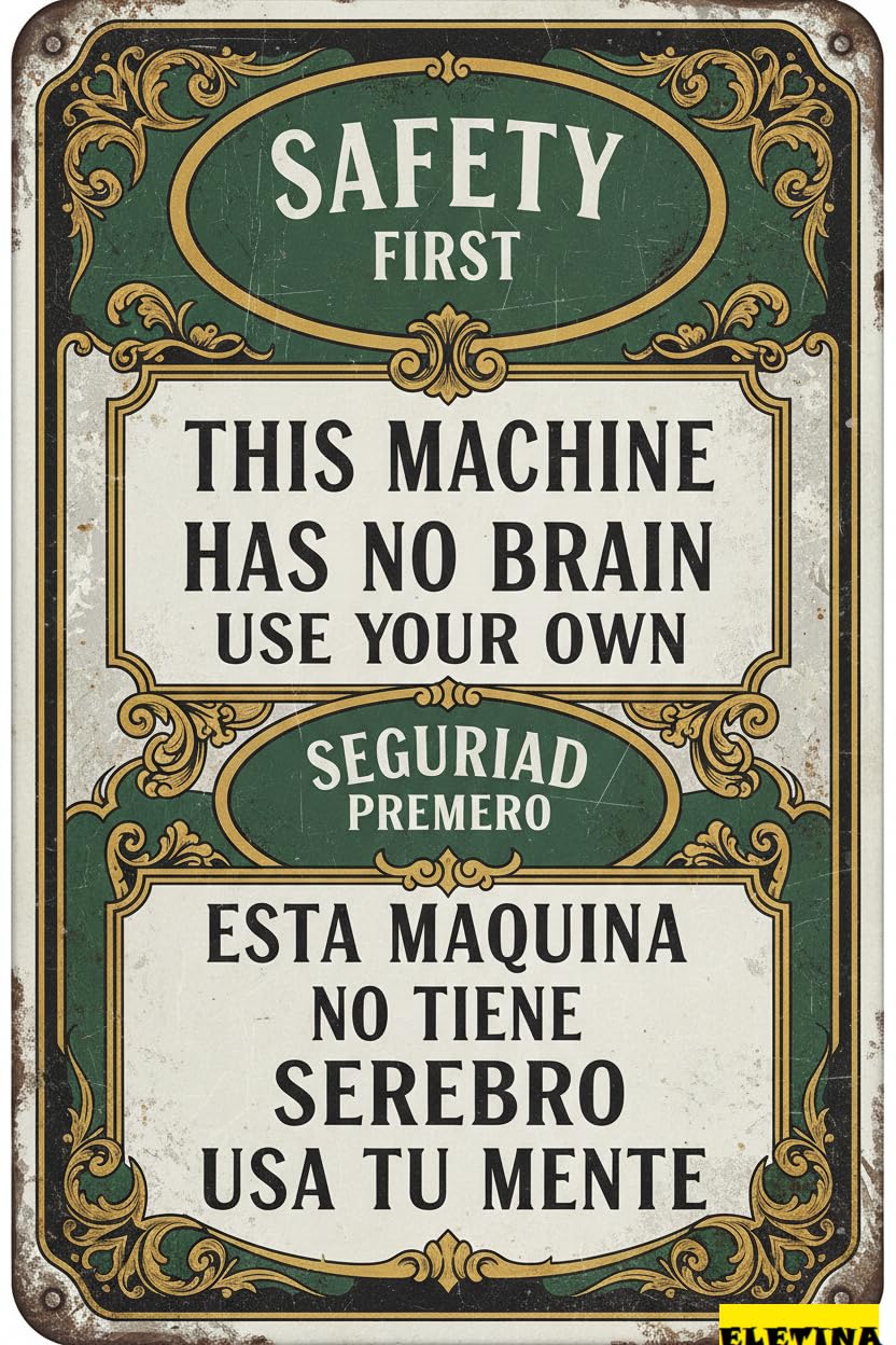 Safety Seguridad Aluminum Tin Sign, 8x12 Inch Wall Art