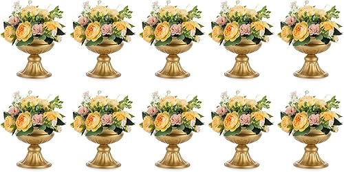 Nuptio Jarrones dorados para centros de mesa de boda, 10 piezas de 6.5 pulgadas de altura, macetas elegantes para centros de mesa de boda para disponible en Yaxa El Salvador
