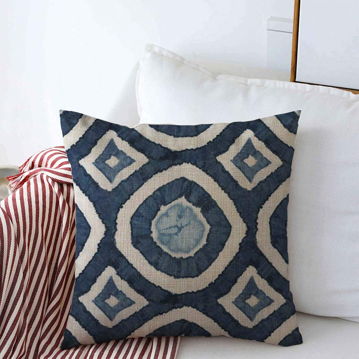 Staroutah Pillow Case Dye Watercolor Shibori Tiedye Pattern Indigo