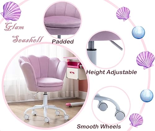 Miniatura 4 de DM - Silla de escritorio para niños, ergonómica, de lectura, ajustable, silla de computadora para estudiantes, linda y moderna tapizada de Púrpura