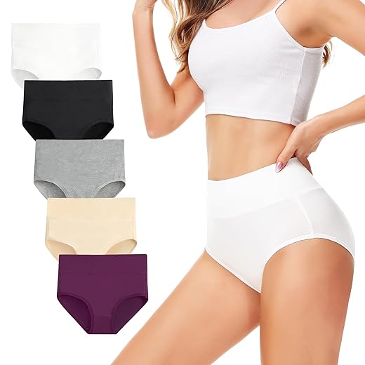 TUUHAW Unterhosen Damen Unterwäsche 5er Pack Slip Miederhose Baumwolle Hoher Taille Atmungsaktive