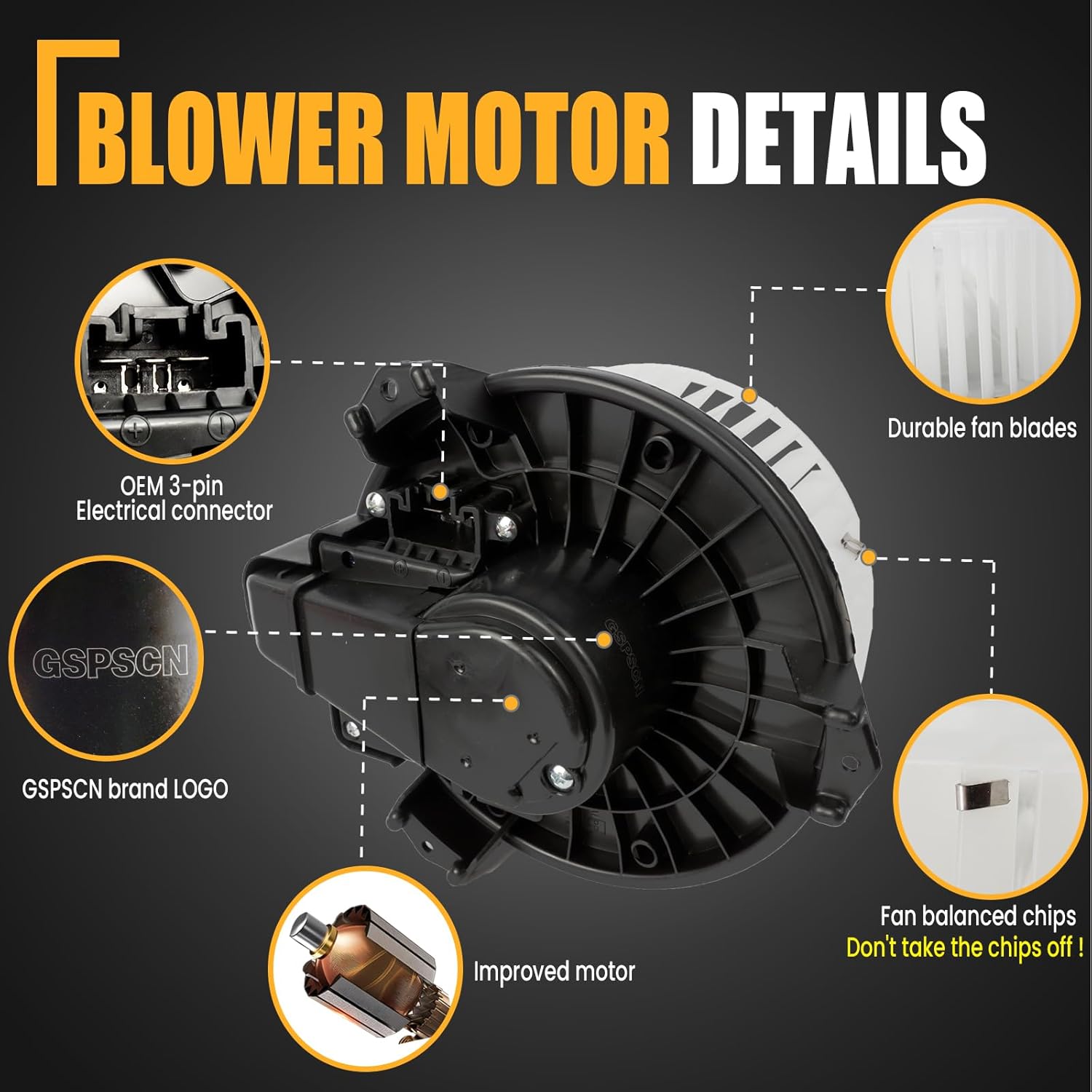 GSPSCN 700215 AC HVAC Heater Blower Motor with Fan for 2007-2020 Toyota Tundra Camry 4Runner Avalon Highlander Venza丨Lexus ES350 GX460 RX350 RX450h ES300h丨Dodge Journey - 871030C040,68232372AC,PM9351