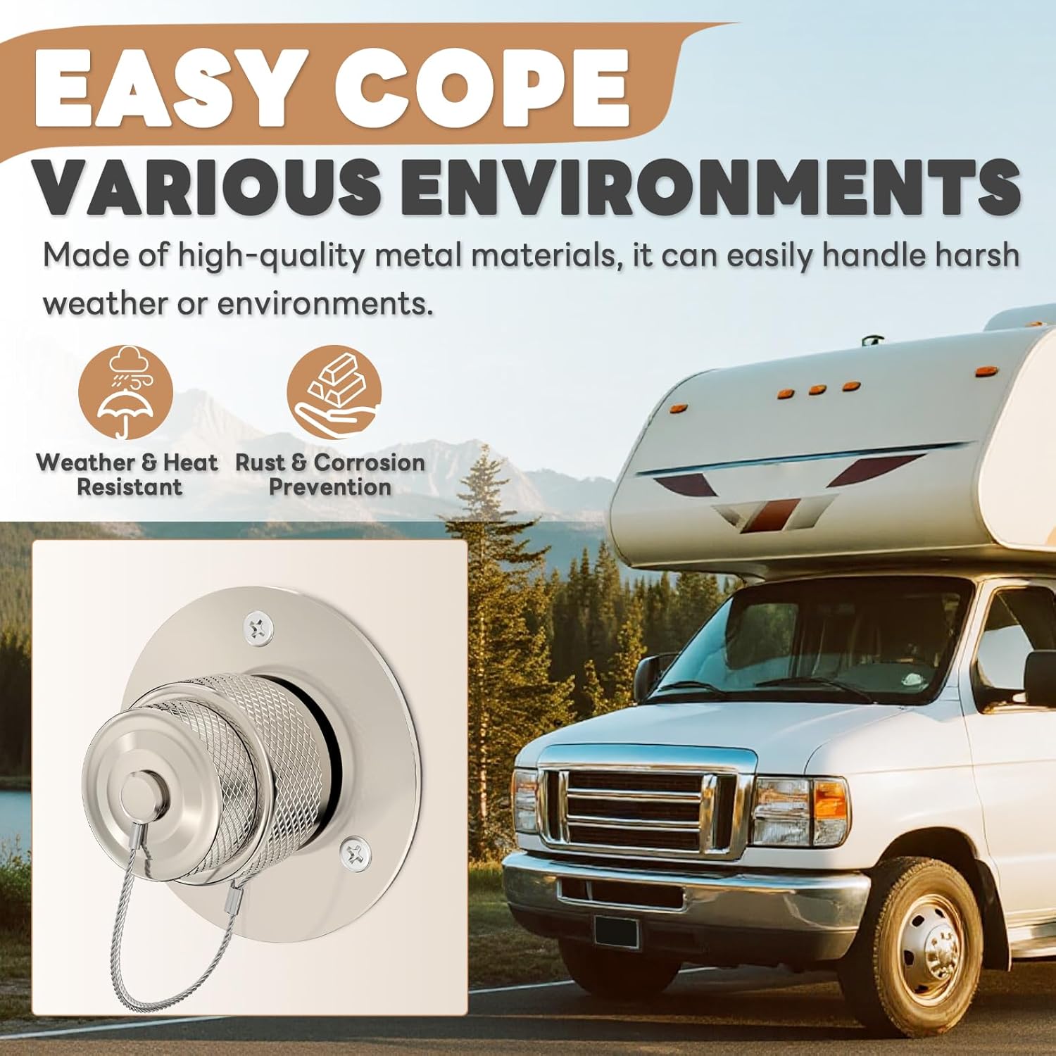 All Metal RV City Water Inlet with Check Valve Replacement, Leak Proof Water Hose Connector, Water Fill Inlet for Motorhome RV Camper Trailer Marine - Nickel