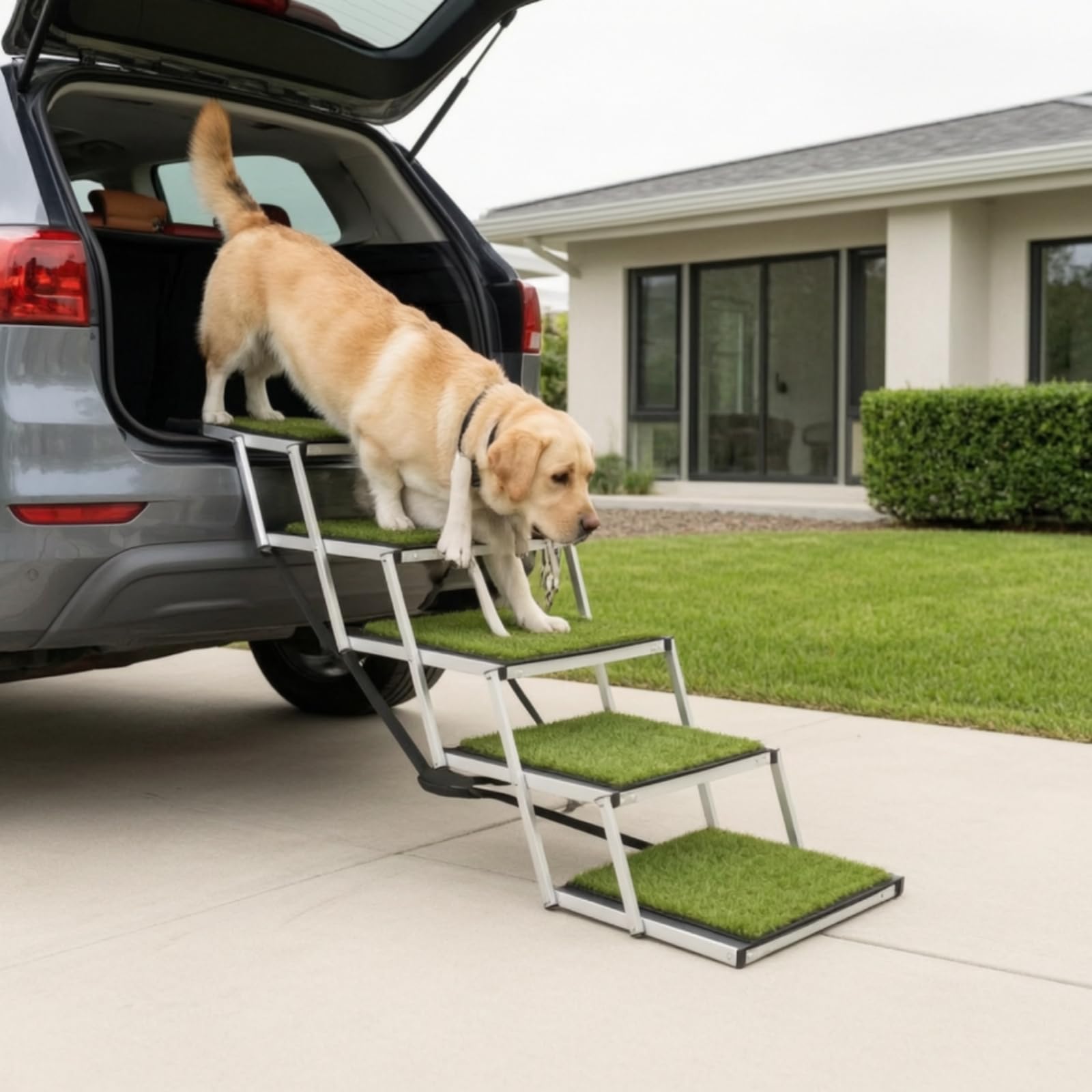 rockible Rampa Pieghevole Scivolo Antiscivolo per Cani Anziani, Auto, Bagagliaio,