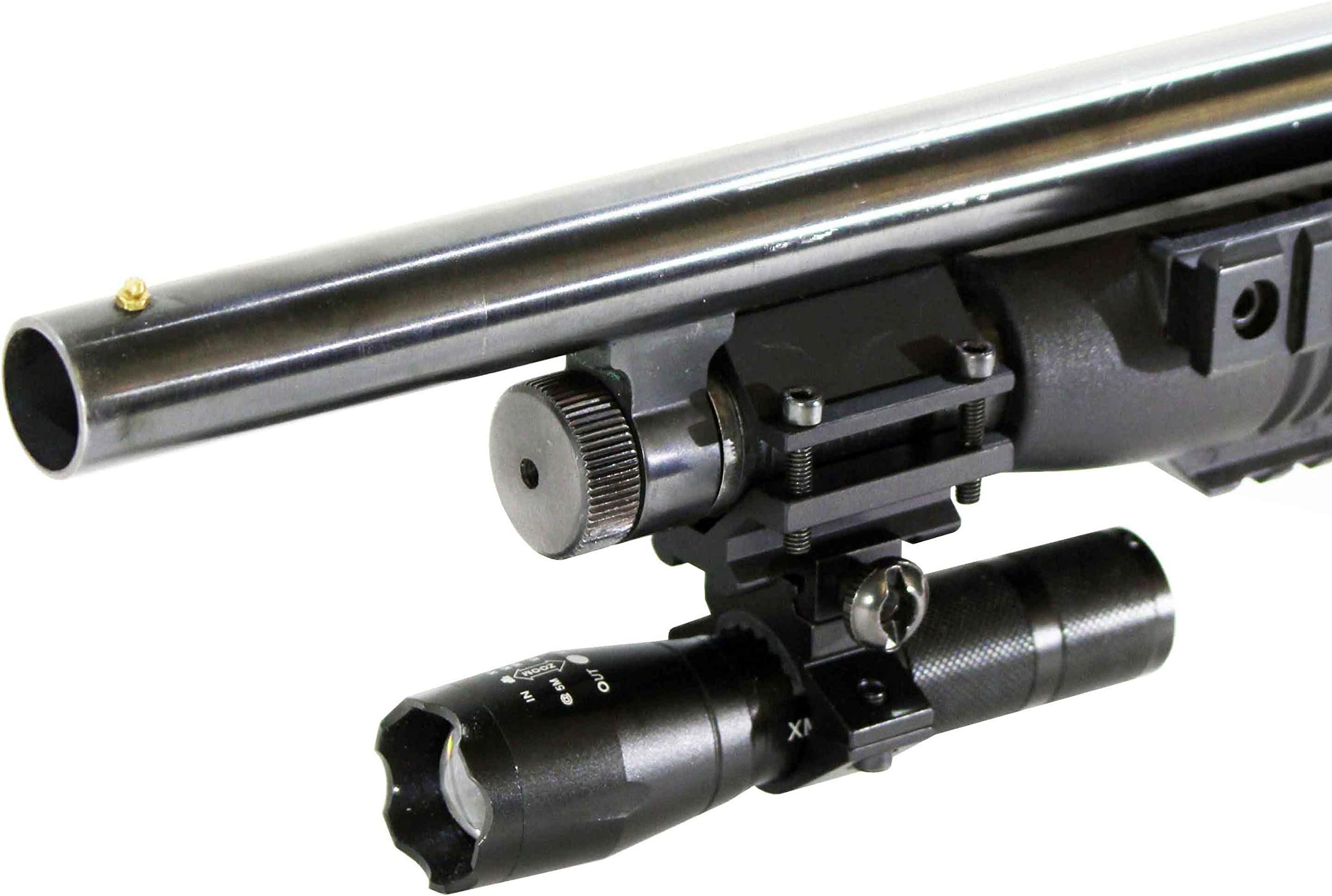 Trinity Tactical Flashlight with Mount mossberg 500 Remington 870 Hunting Strobe Picatinny Weaver Base Adapter 12 ga Aluminum Black Single Rail Mount