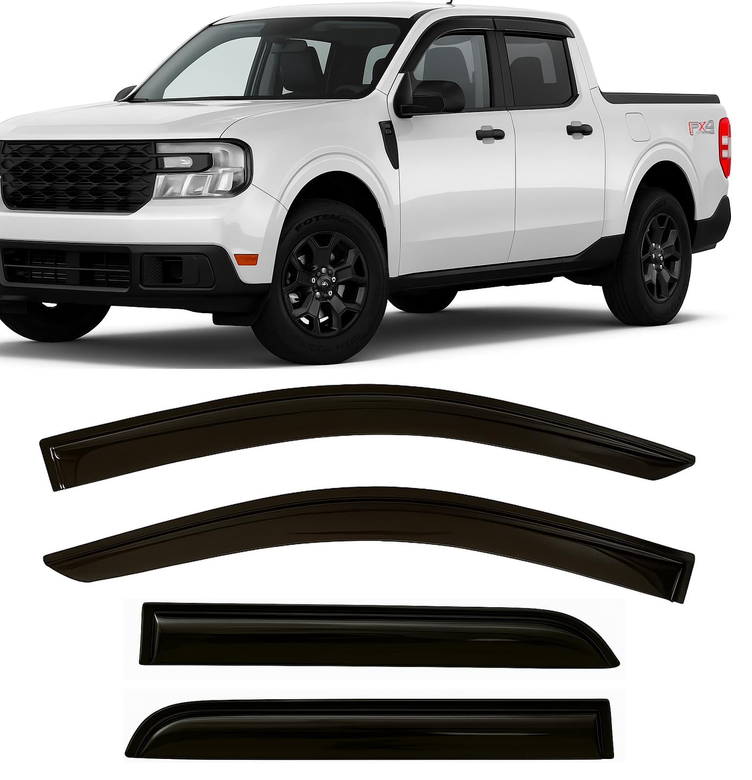 2022-2026 Tape-On Rain Guards for Ford Maverick Side Window Visor Deflectors XL XLT Lariat 2023 2024 2025