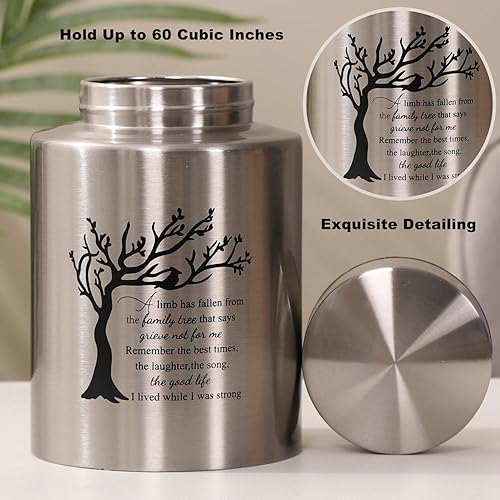 Miniatura 3 de Urnas medianas para cenizas humanas de hasta 60 pulgadas cúbicas de tamaño mediano para cenizas, urnas de cremación para cenizas, de acero