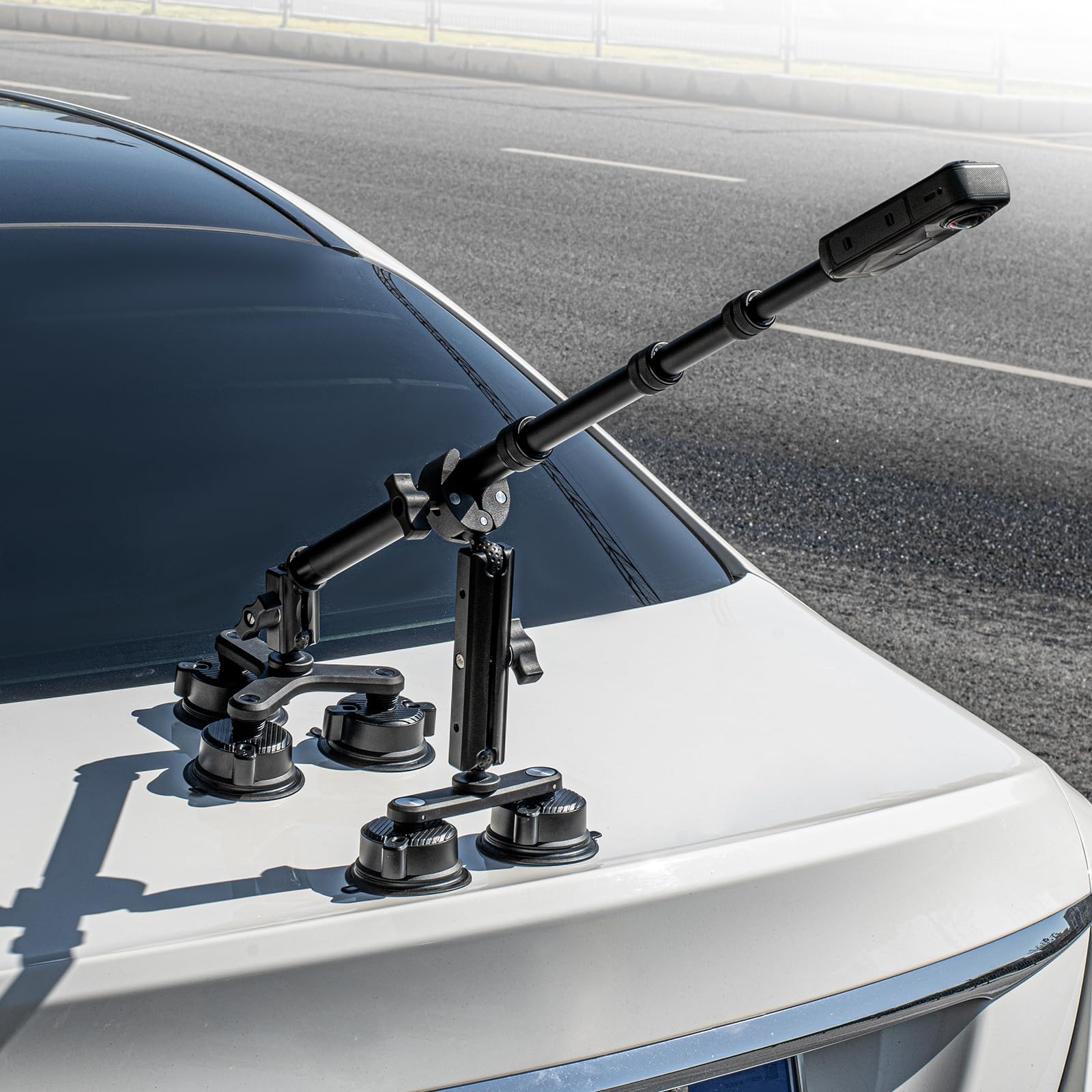 Soporte de ventosa para coche Penta para Insta 360 X5 / DJI Osmo Action 6 / GoPro Hero 13 accesorios aluminio 110 cm extensible Selfie Stick 10 en 1 Kit de montaje de succión para X4 Air/Osmo 360