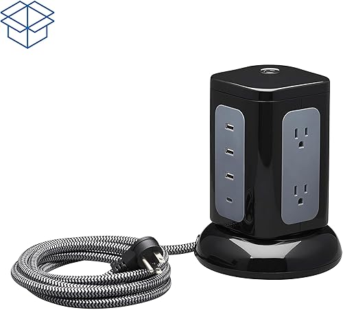 Miniatura 9 de Tripp Lite TLP606UCTOWER - Torre de protección contra sobretensiones con puertos USB, 1800 julios, 6 tomas, 3 USB-A + 1 USB-C, cable de 8 pies,