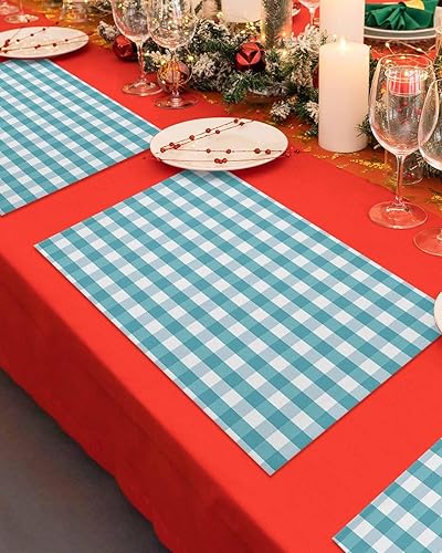 Vista 791 de Juego de 6 manteles individuales rojos para el día de San Valentín, diseño de corazón de San Valentín, resistentes al calor, lavables, manteles