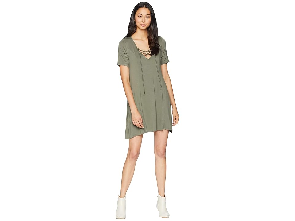 

BCBGeneration Lace-Up Dress (Dusty Olive) Women's Dress