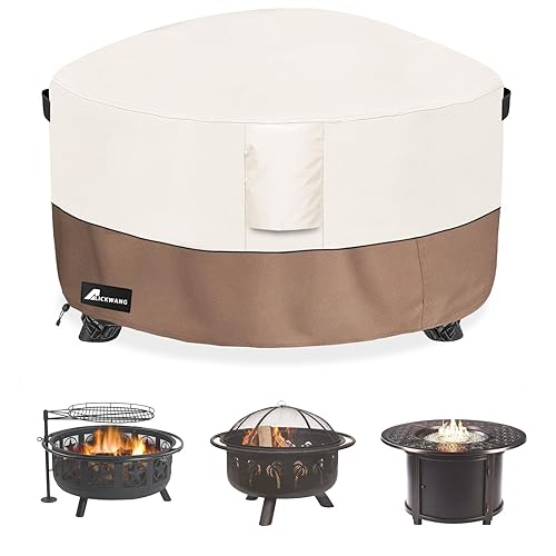 Fire Pit Cover Round 44Inch Waterproof,Outdoor Heavy Duty Durable 600D