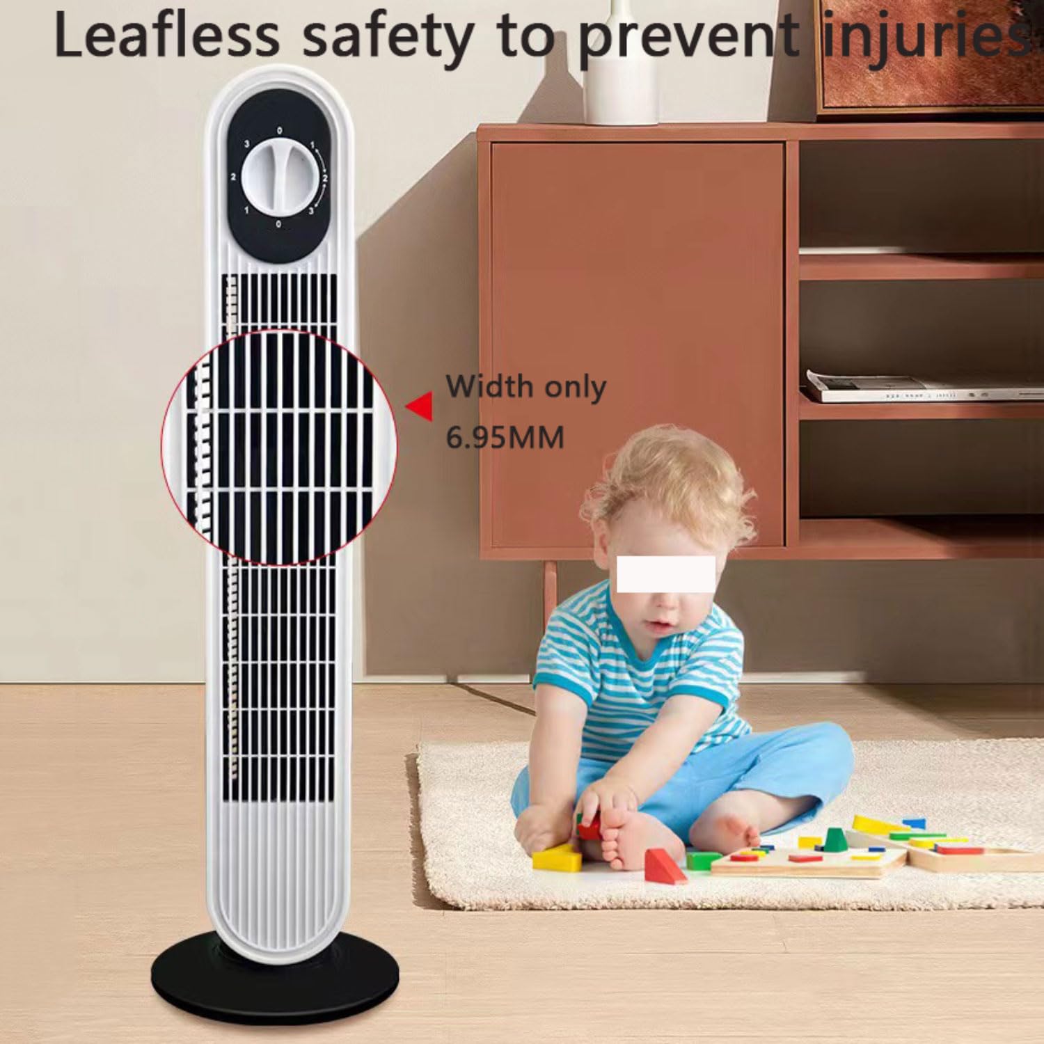 Ventilatore a torre per camera da letto, 3 velocità Bladeless Air Cooler con 80 Oscillazione, silenziosa modalità di sonno 30dB, ventilatore portatile in piedi con maniglia per l'uso interno dell'uffi