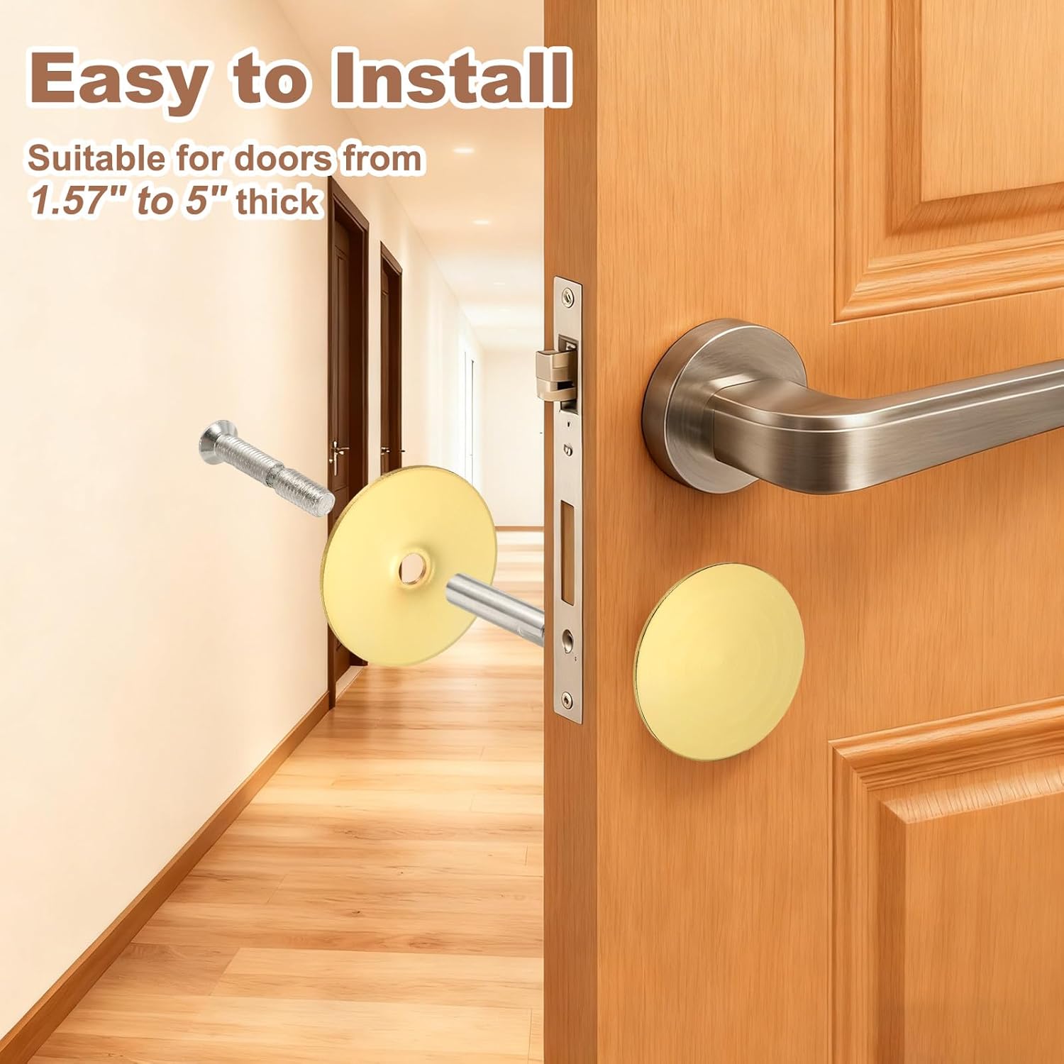 PATIKIL 2Pcs Door Hole Cover Plate, (Black) Stainless Steel Deadbolt Cover Plate Door Knob Hole Filler Plates with 3.54" Connecting Screws, Suit for - 1-3/8" Holes/Door/Cabinet/Wall