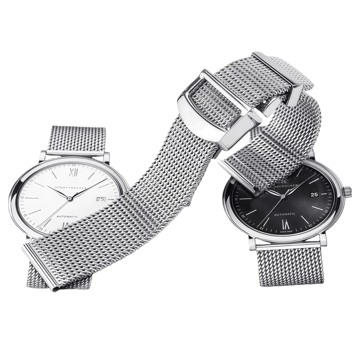 Bransoleta Mesh Stal Nierdzewna 20mm 22mm Proste Końce, Metalowy Pasek Zapięcie Zatrzaskowe dla IWC Portofino 22mm