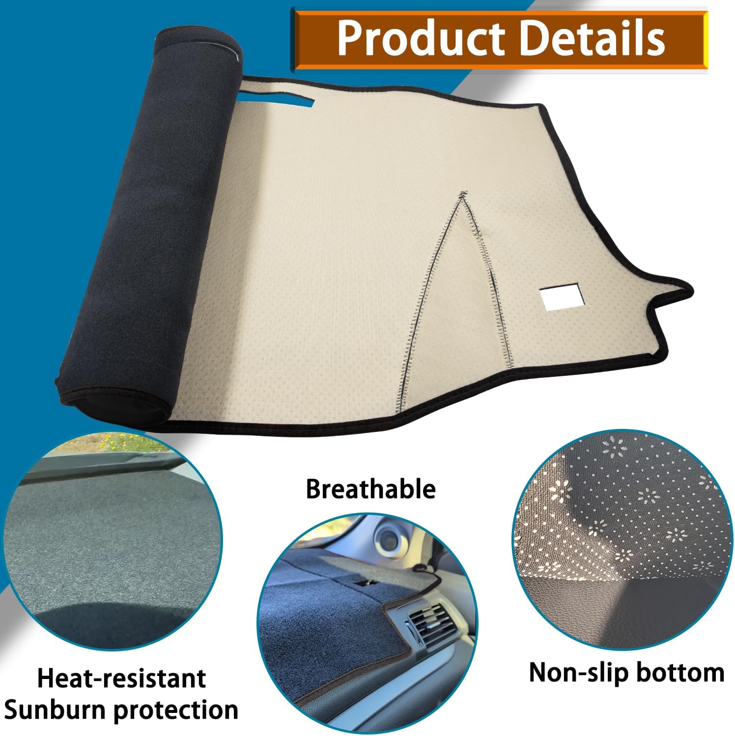 Dashboard Cover for Honda Pilot Accessories 2016-2022 / Passport Accessories 2019-2025 / Ridgeline Accessories 2017-2025 Dash Board Mat Sunshield Pad Carpet Protector Wihout HUD (Black)