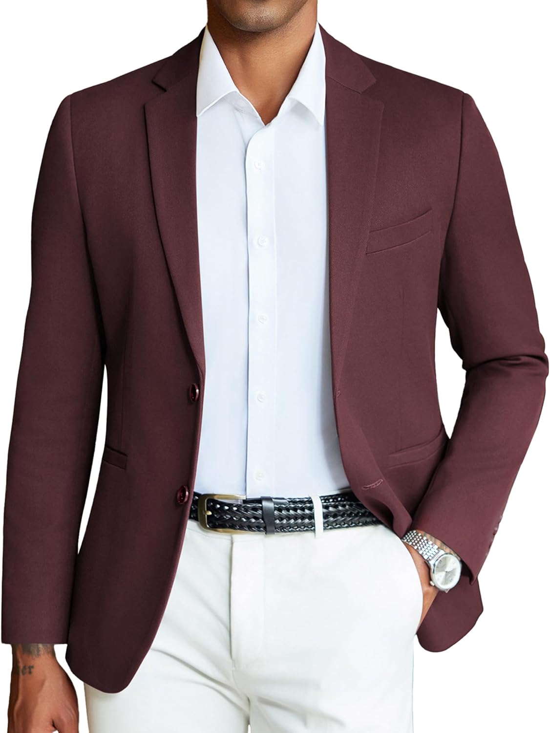 COOFANDY Men’s Casual Blazer Slim Fit Sport Coats Two Button Knit Textured Suit Jacket