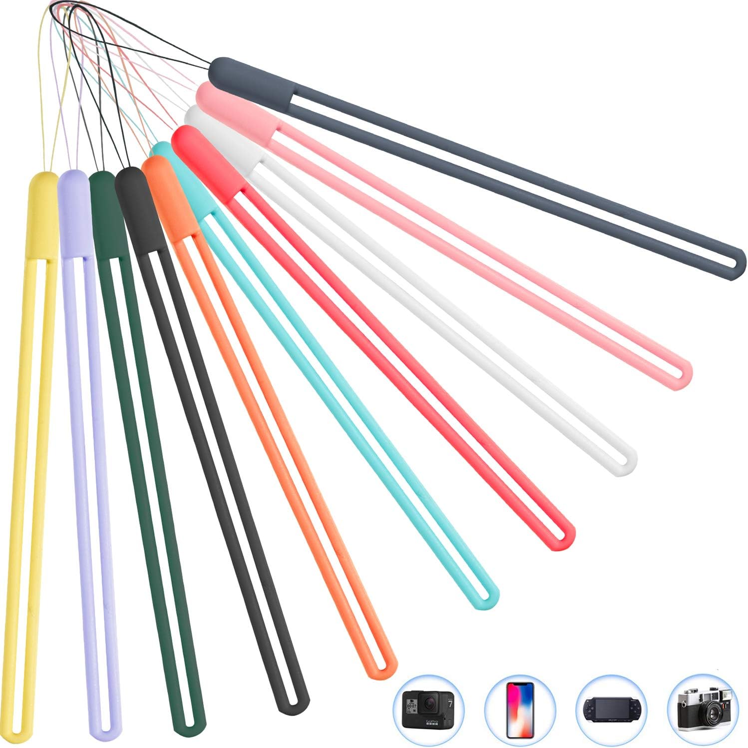 YOUOWO Wrist Lanyard 10 Pcs Phone Straps Hand Lanyards Small Short Silicone Rubber Charms,For CellPhone Pen Umbrella Water Cup Kettle Camera USB Thumb Drives Keys Badges - Image 3