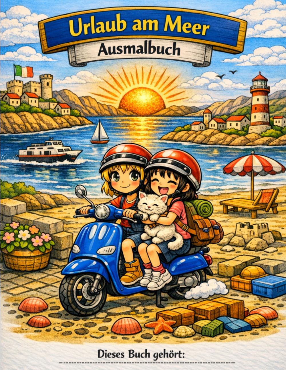 Ausmalbuch Urlaub am Meer: Ausmalbuch für Kinder ab 5 Jahren
