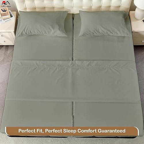 Miniatura 5 de ARlinen Juego de sábanas divididas tamaño King de 5 piezas, 100% algodón egipcio para camas ajustables, bolsillo profundo de hasta 16 pulgadas,
