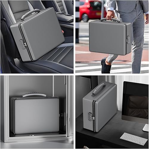 Miniatura 66 de ENGPOW Bolsa de documentos ignífuga de 5200°F con cerradura, caja ignífuga con aislamiento térmico mejorado, organizador de archivos de 8 capas