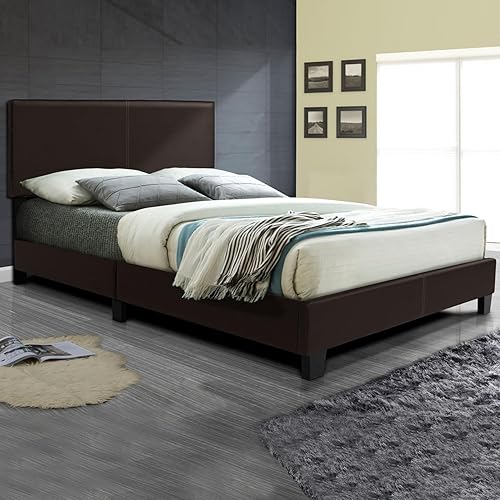 Better Home Products Nora - Cama tapizada de piel sintética con cabecero