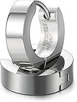 Vista 2 de Jstyle Pendientes de aro pequeños únicos de acero inoxidable para hombre, 1 par