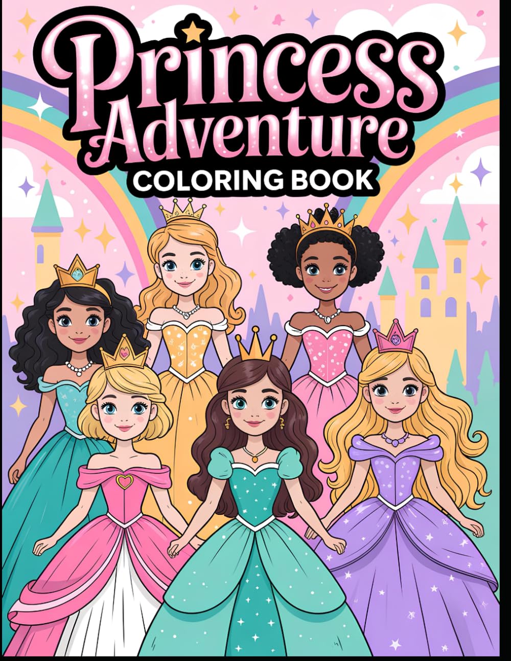 Princess Adventure Coloring Book: Color Magical Princesses, Birthday Cakes, and Royal Castles for Kids Ages 6-8