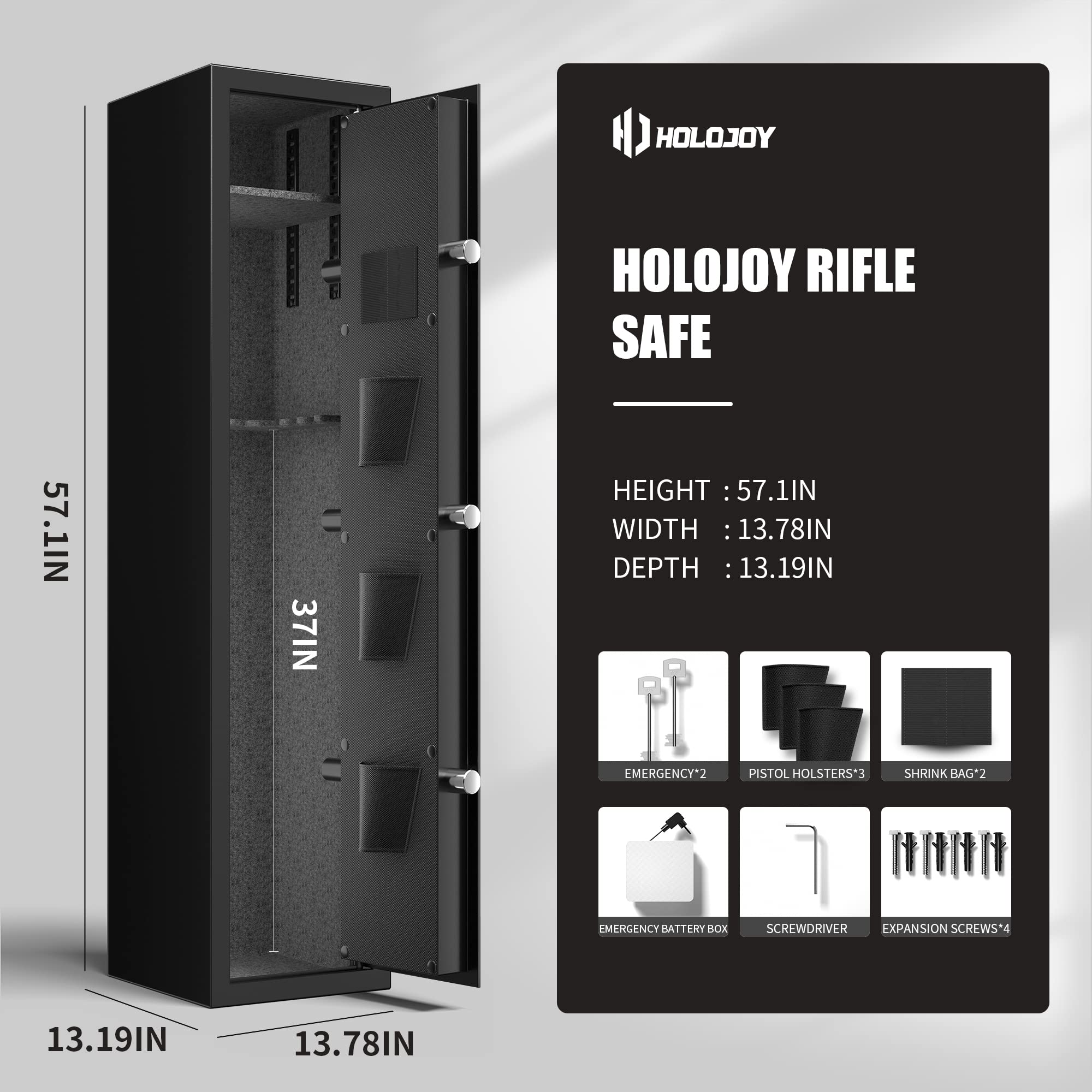 Buy HOLOJOY Biometric Rifle Safe Gun Safe for Rifles and Pistols Large