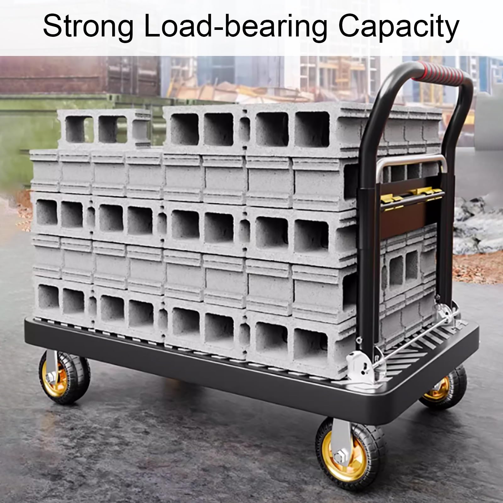 Carrello Pieghevole Resistente con Ruote - capacità di carico 750 kg (1650 libbre) per Magazzino, casa e Mercato - Carrello Portatile Blu per Un Facile Trasporto e stocca