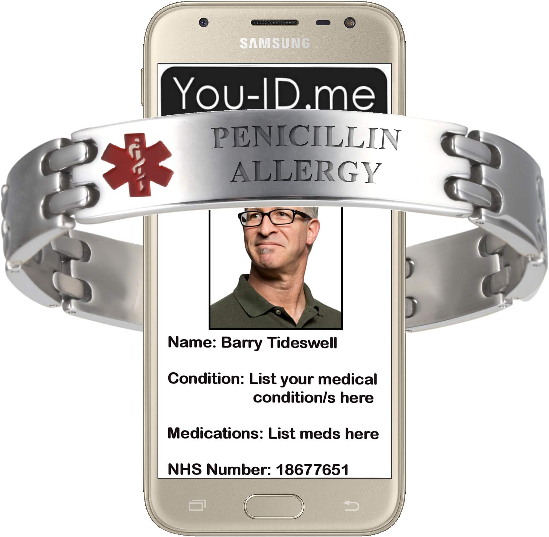 Ahead SolutionsNo Penicillin Bracelet, Penicillin Allergy Alert Bracelet, Medical bracelet men, Emergency ID (No Penicillin)